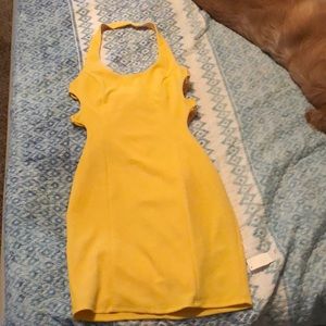 CUTE BRAND NEW- Dark Yellow Halter cut out dress!